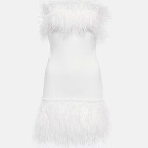 STAUD Etta feather minidress, White, Size M / US 6, worn once